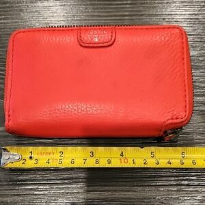Fossil Bright Red Leather Wallet